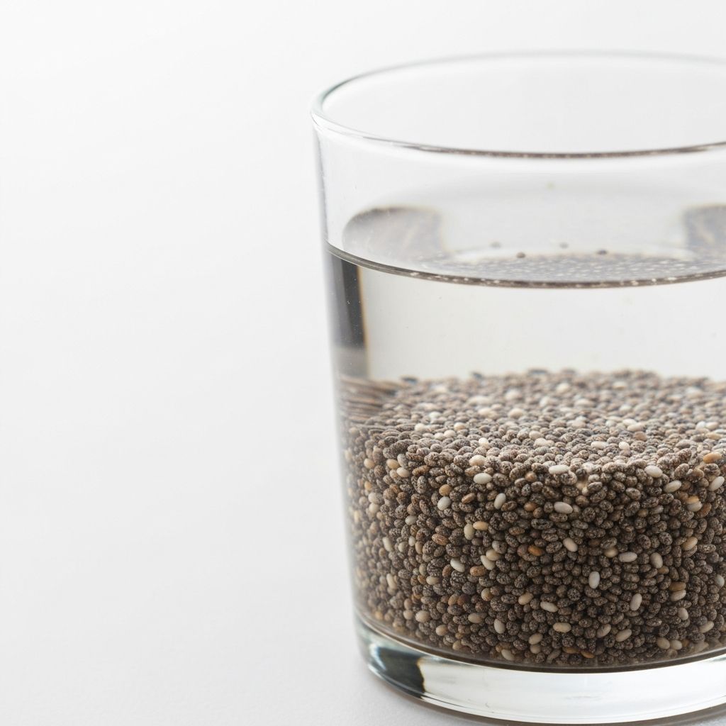Chia seeds soaking in water